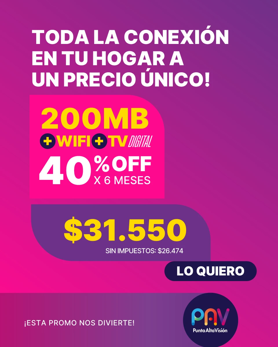 Promo 200 Mb más WiFi y TV con 40 por ciento off por 6 meses